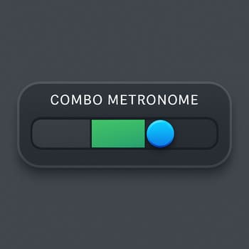 Interface de combo com marcadores de tempo sincronizados ao metrônomo