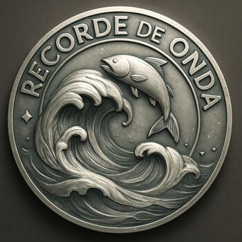 Medalha de recorde com motivo de onda e brilho neon discreto