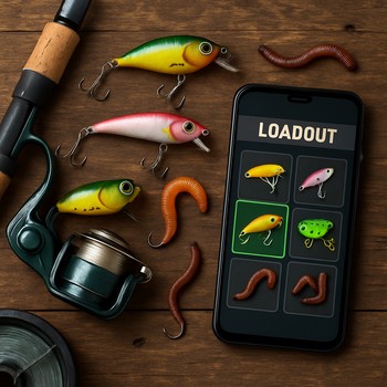 Peça de loadout com iscas como módulos e etiquetas de rota