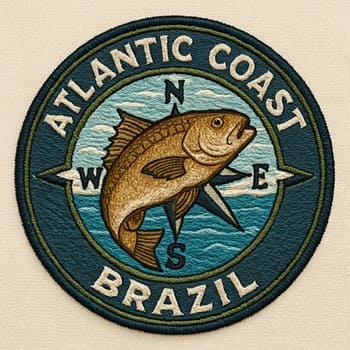 Patch de bússola da Costa Atlântica com marcação de saída no tempo