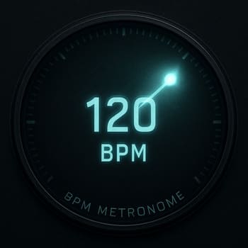 Interface de metrônomo do jogo com marcações de ritmo para sessão curta