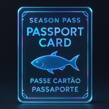 Cartão do passe em estética vidro e neon com trilhas de XP