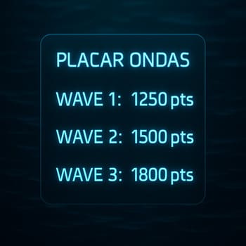 Interface de placar em ondas com métricas de consistência e ritmo semanal
