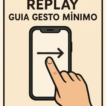 Guia de gesto mínimo com setas discretas e tempo marcado para evitar excesso